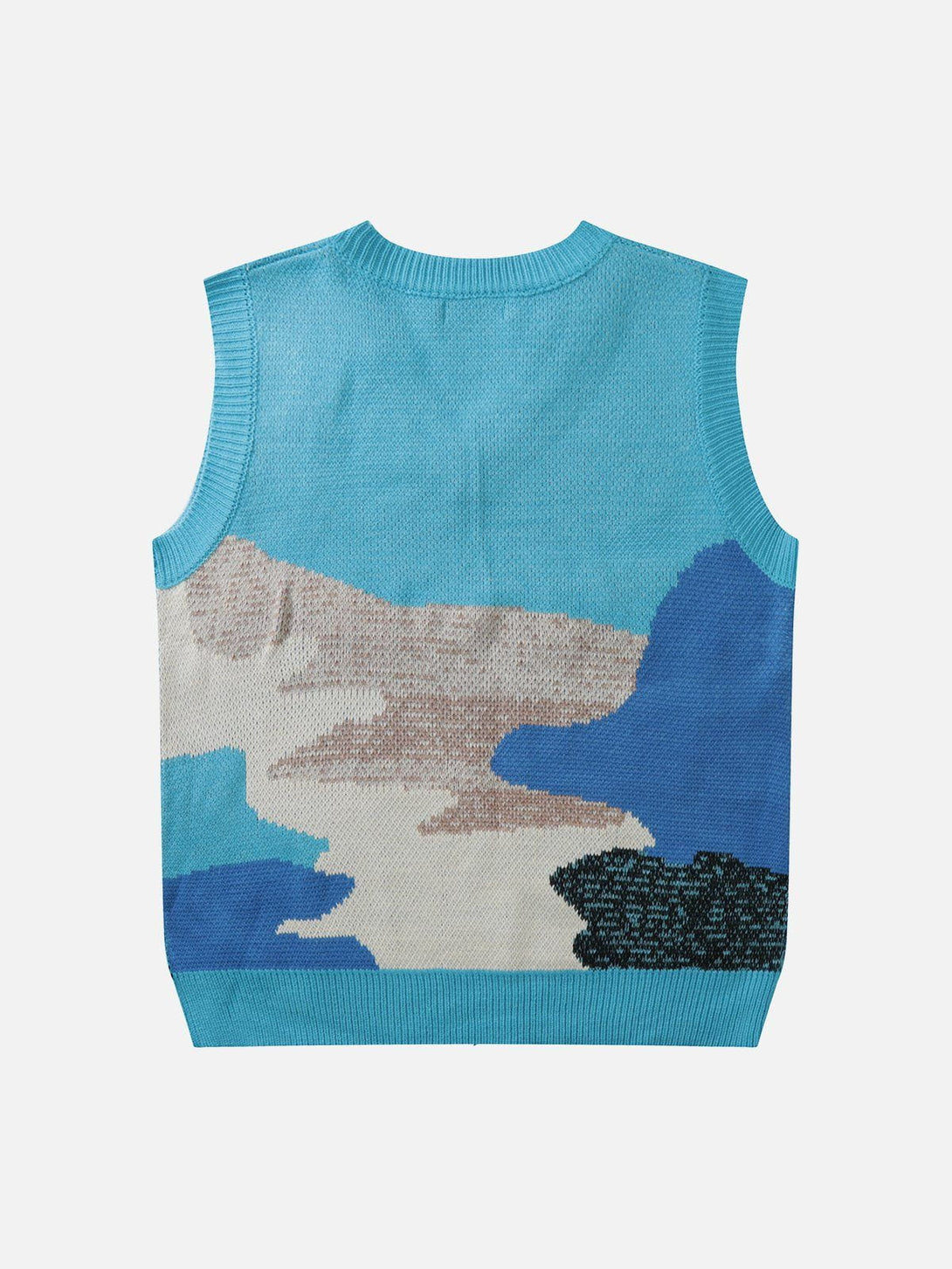 Lacezy - Color Block Jacquard Sweater Vest- Streetwear Fashion - lacezy.com