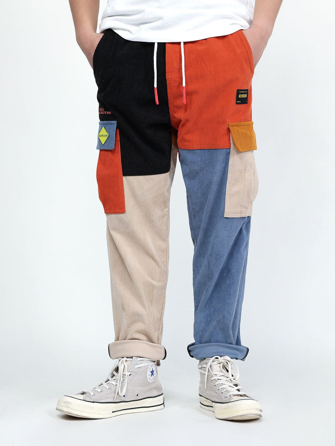 Lacezy - Color Block Patchwork Corduroy Pants- Streetwear Fashion - lacezy.com