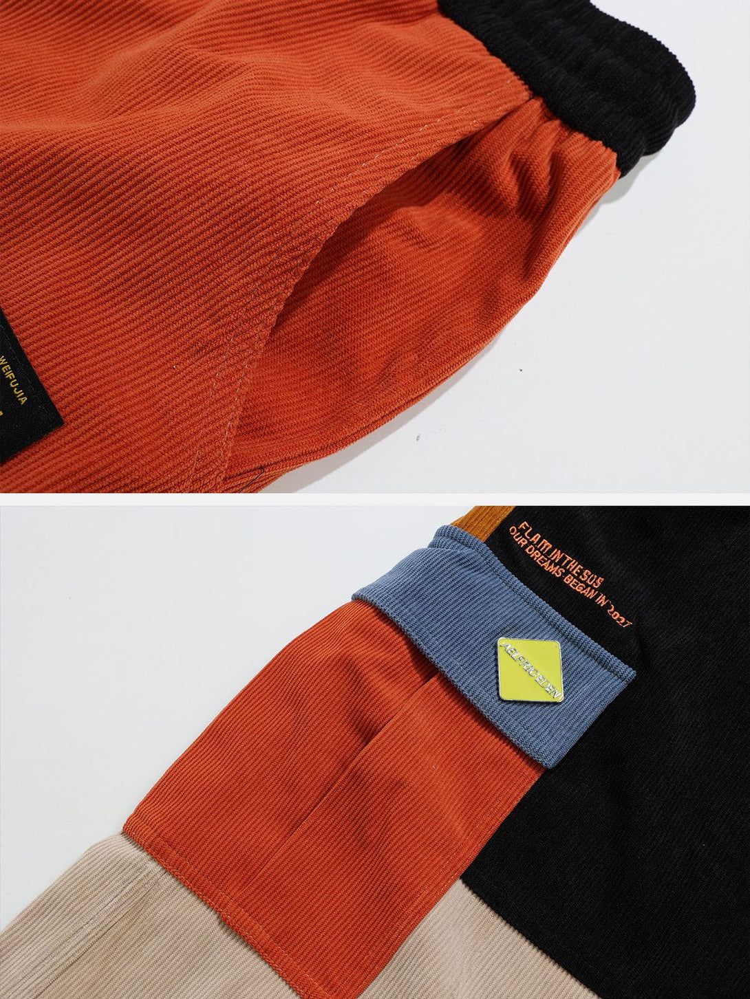 Lacezy - Color Block Patchwork Corduroy Pants- Streetwear Fashion - lacezy.com