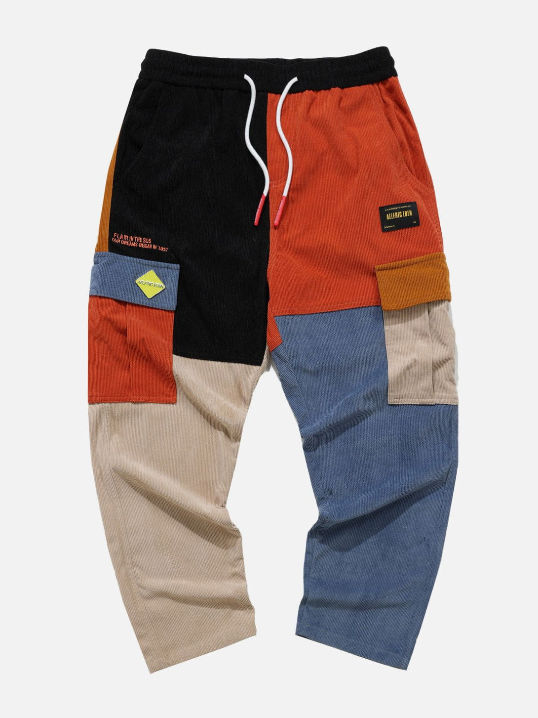 Lacezy - Color Block Patchwork Corduroy Pants- Streetwear Fashion - lacezy.com