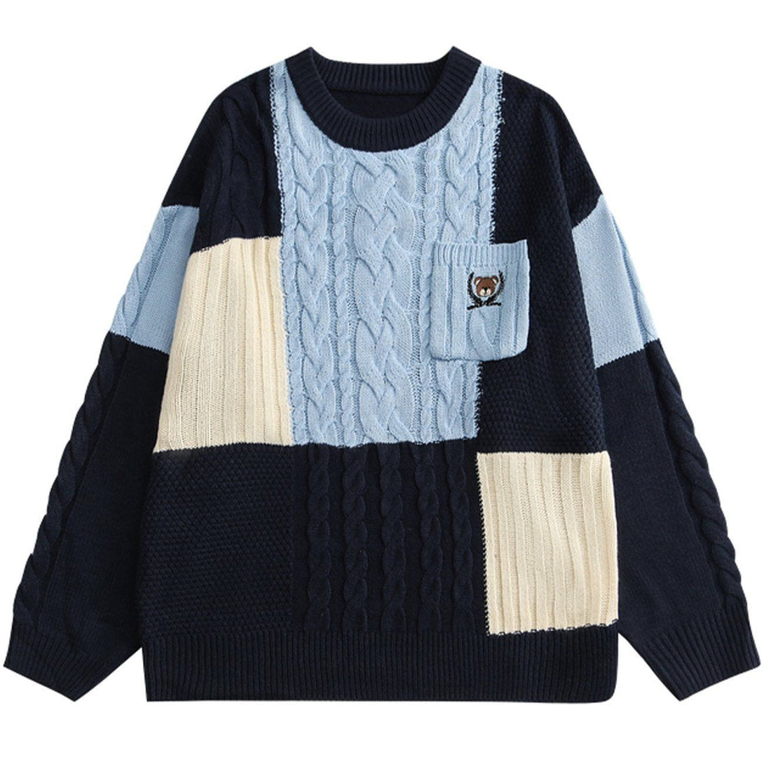 Lacezy - Color Block Pattern Sweater- Streetwear Fashion - lacezy.com