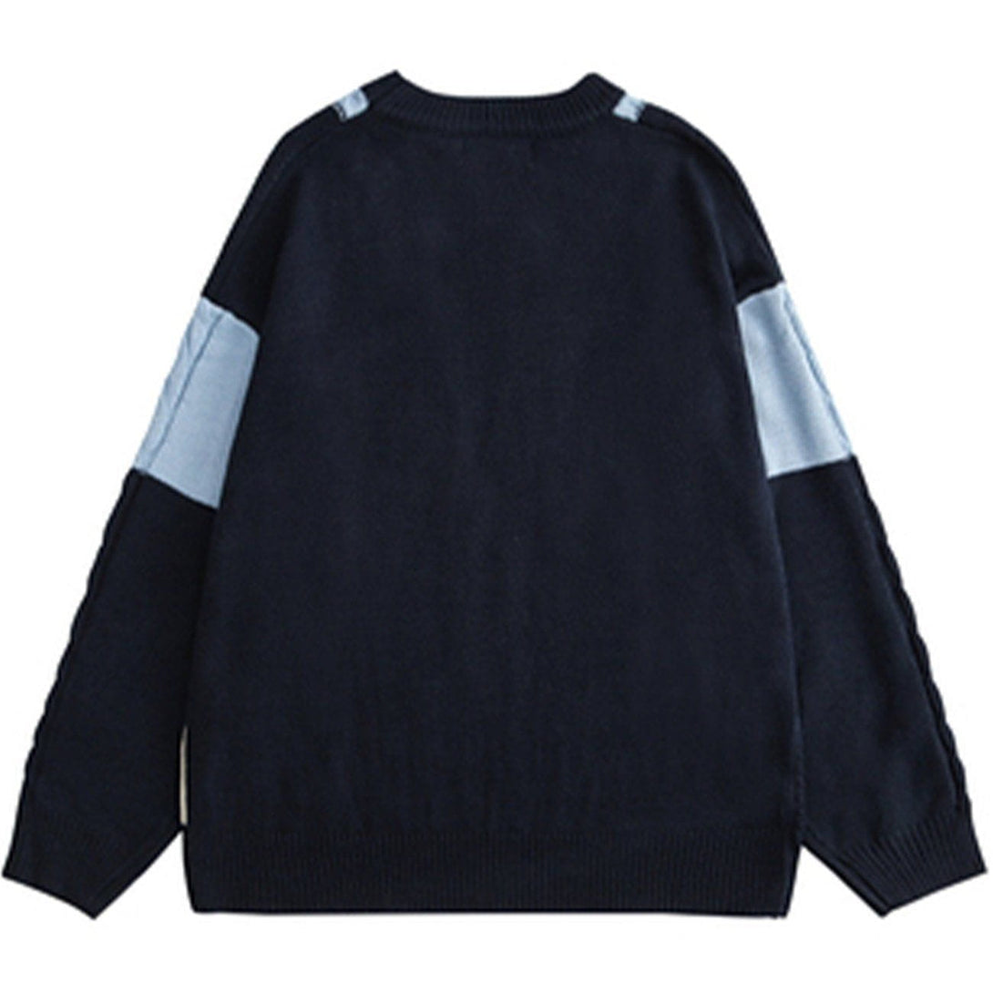 Lacezy - Color Block Pattern Sweater- Streetwear Fashion - lacezy.com