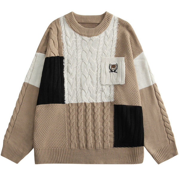 Lacezy - Color Block Pattern Sweater- Streetwear Fashion - lacezy.com