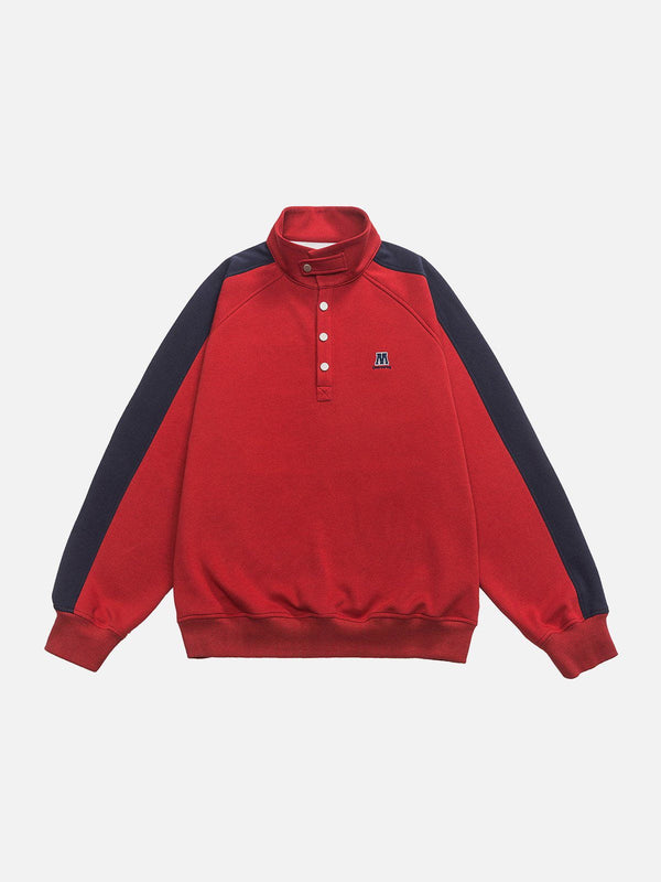 Lacezy - Color Block Polo Sweatshirt- Streetwear Fashion - lacezy.com