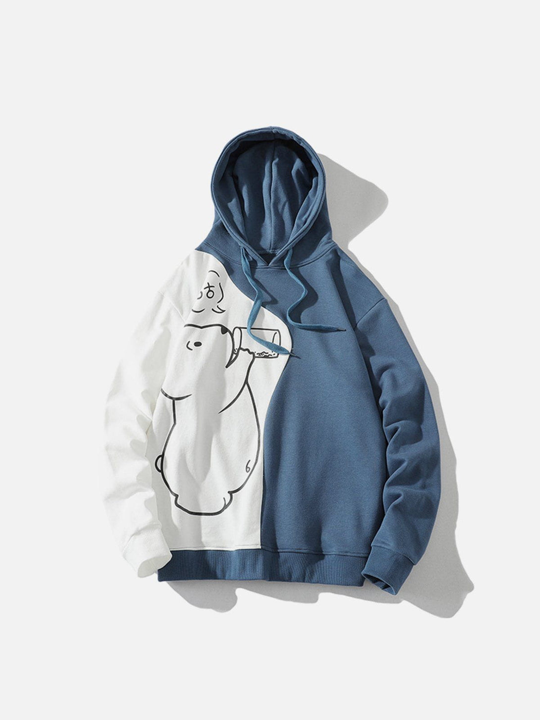 Lacezy - Colorblock Bear Print Hoodie- Streetwear Fashion - lacezy.com