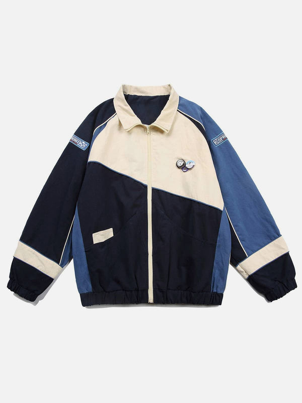 Lacezy - Colorblock Medallion Jacket- Streetwear Fashion - lacezy.com