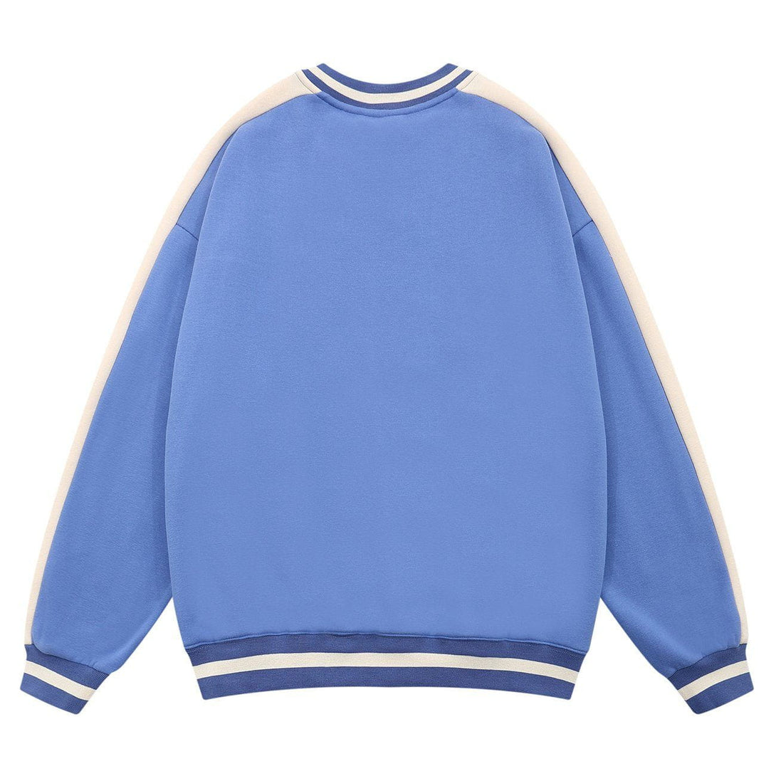 Lacezy - Colorblock Sleeves "GLFS" Embroidered Sweatshirt- Streetwear Fashion - lacezy.com