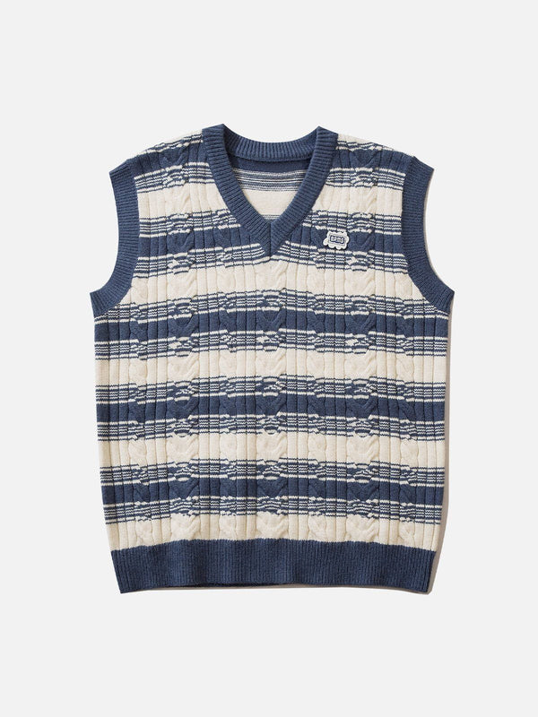 Lacezy - Colorblock Stripe Sweater Vest- Streetwear Fashion - lacezy.com