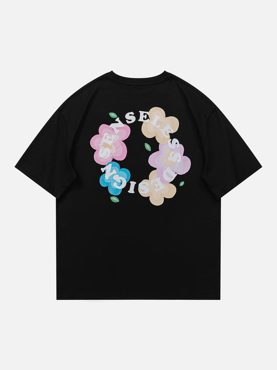 Lacezy - Colored Flower Print Tee- Streetwear Fashion - lacezy.com