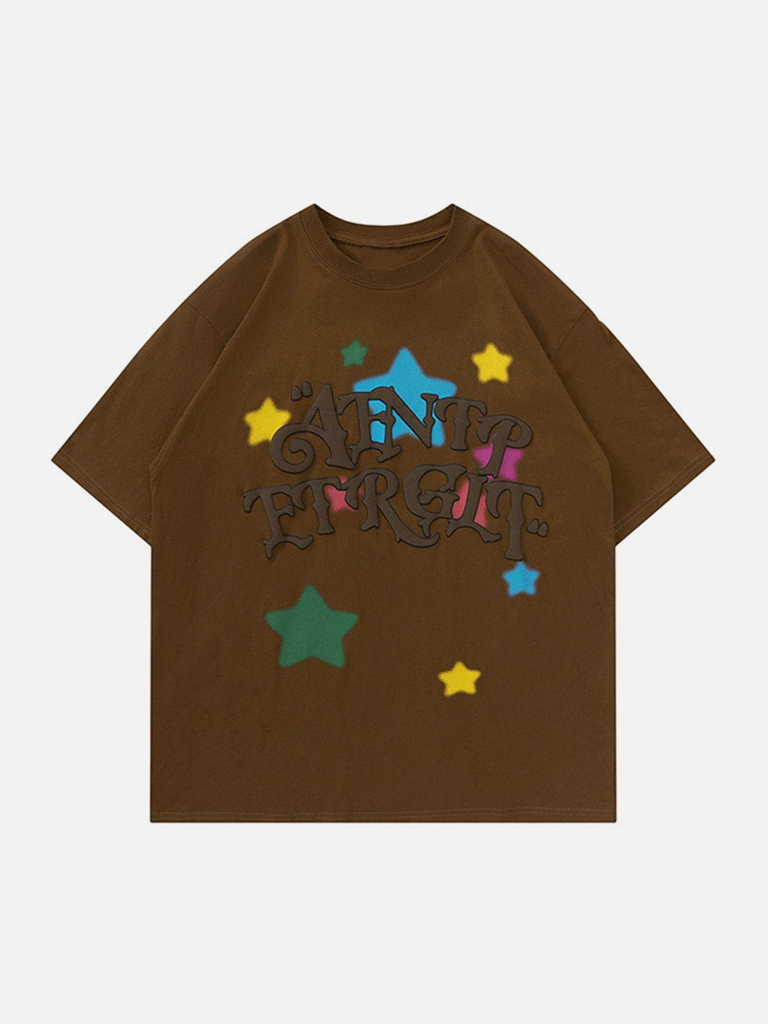 Lacezy - Colorful Star Letters Graphic Tee- Streetwear Fashion - lacezy.com