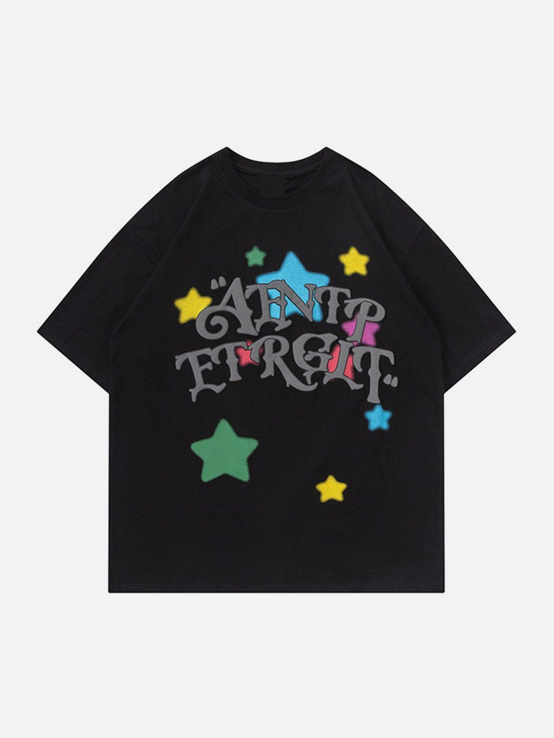 Lacezy - Colorful Star Letters Graphic Tee- Streetwear Fashion - lacezy.com