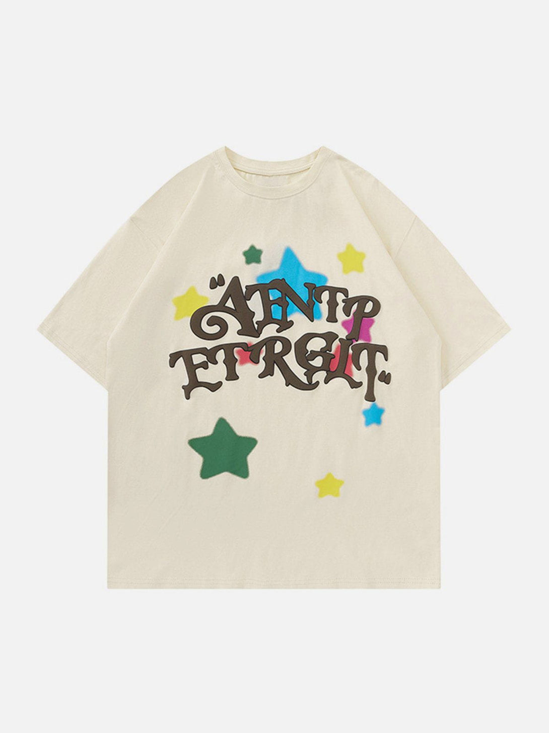 Lacezy - Colorful Star Letters Graphic Tee- Streetwear Fashion - lacezy.com