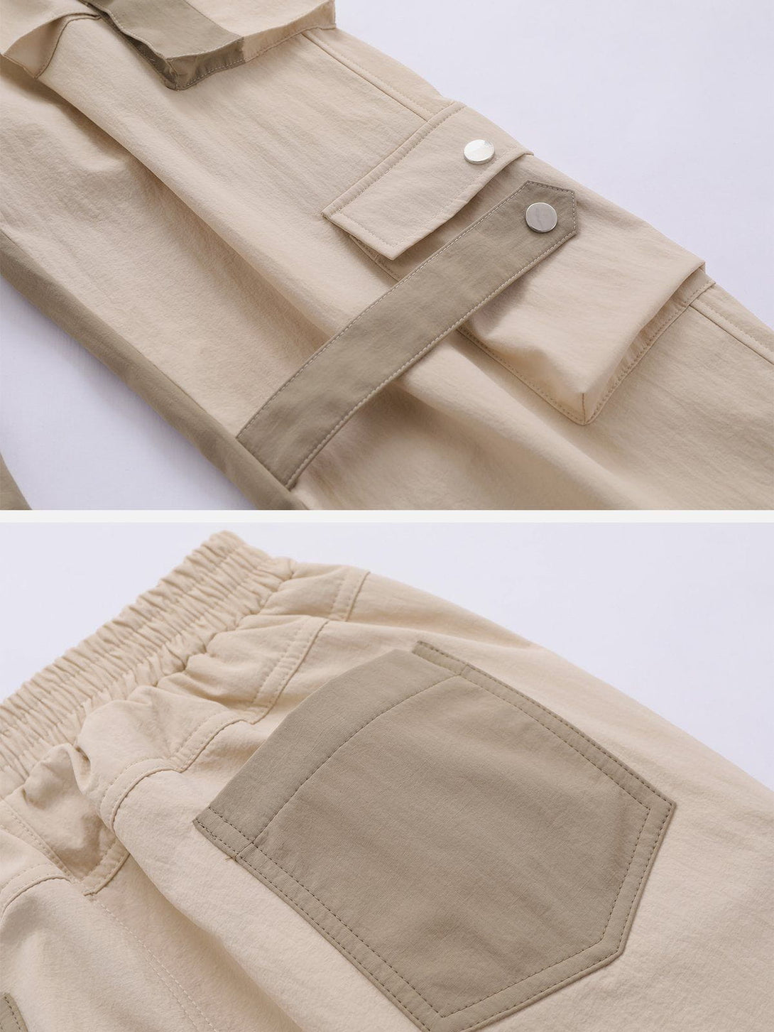 Lacezy - Contrast Multi-Pocket Cargo Pants- Streetwear Fashion - lacezy.com