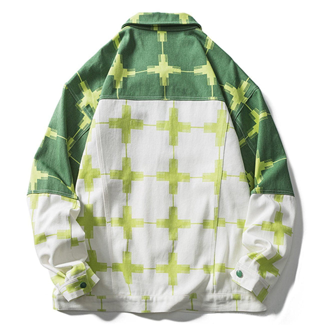 Lacezy - Contrast Panel Print Jacket- Streetwear Fashion - lacezy.com