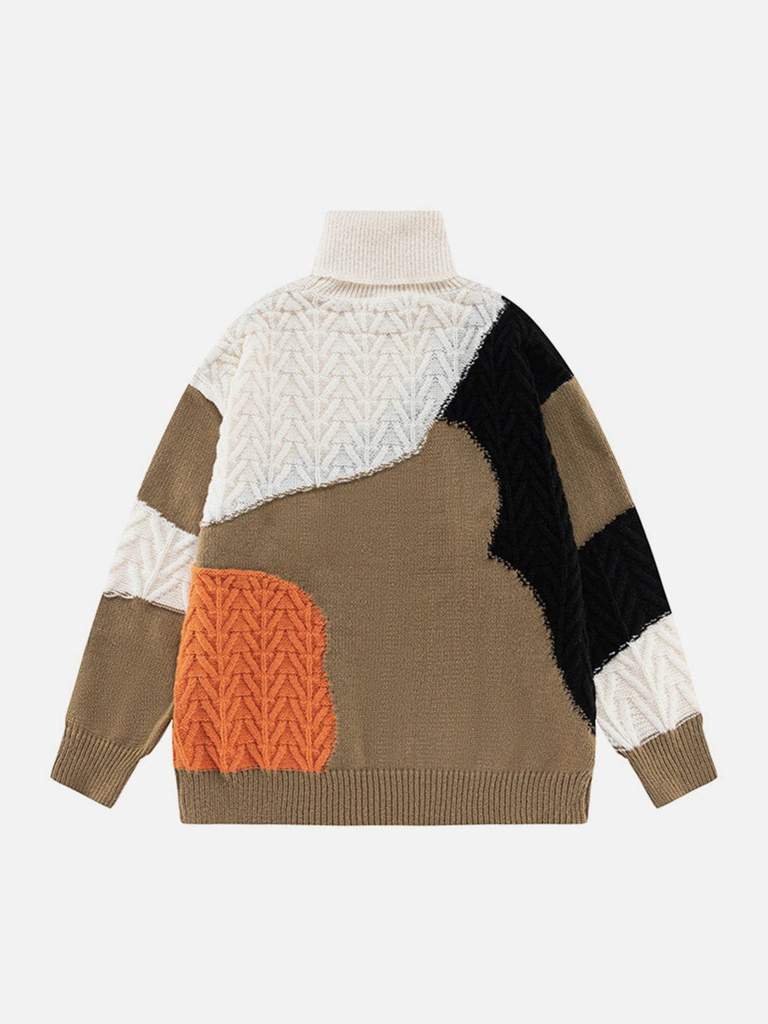 Lacezy - Contrast Patchwork Turtleneck Sweater- Streetwear Fashion - lacezy.com