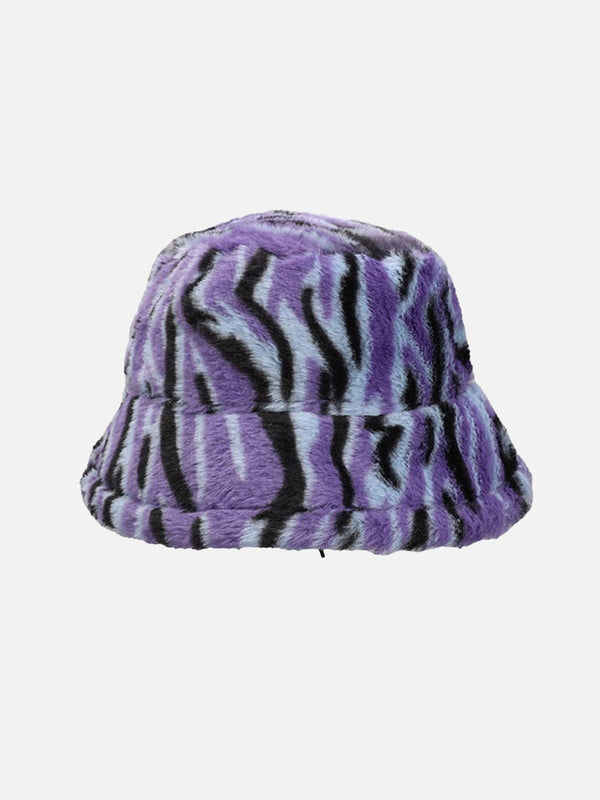 Lacezy - Contrast Striped Plush Vintage Bucket Hat- Streetwear Fashion - lacezy.com