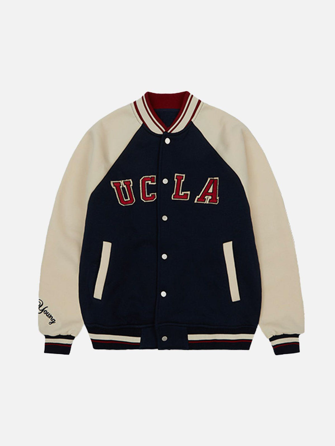 Lacezy - Contrast "UCLA" Print Coat- Streetwear Fashion - lacezy.com