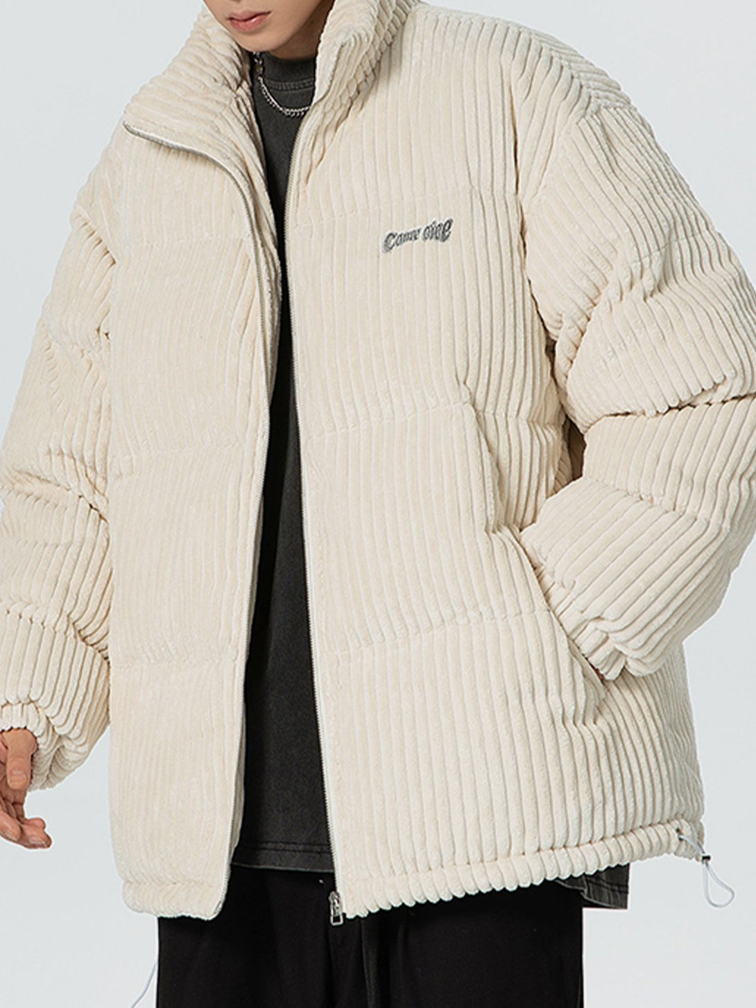 Lacezy - Corduroy Embroidery Winter Coat- Streetwear Fashion - lacezy.com