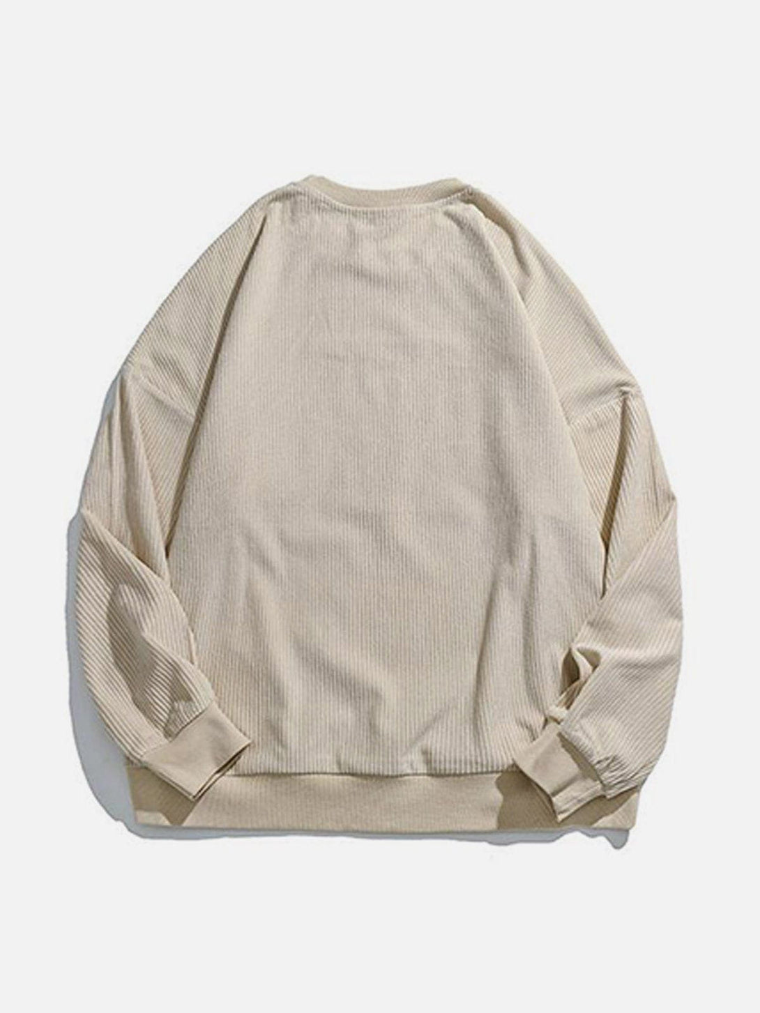 Lacezy - Corduroy Letter Print Sweatshirt- Streetwear Fashion - lacezy.com