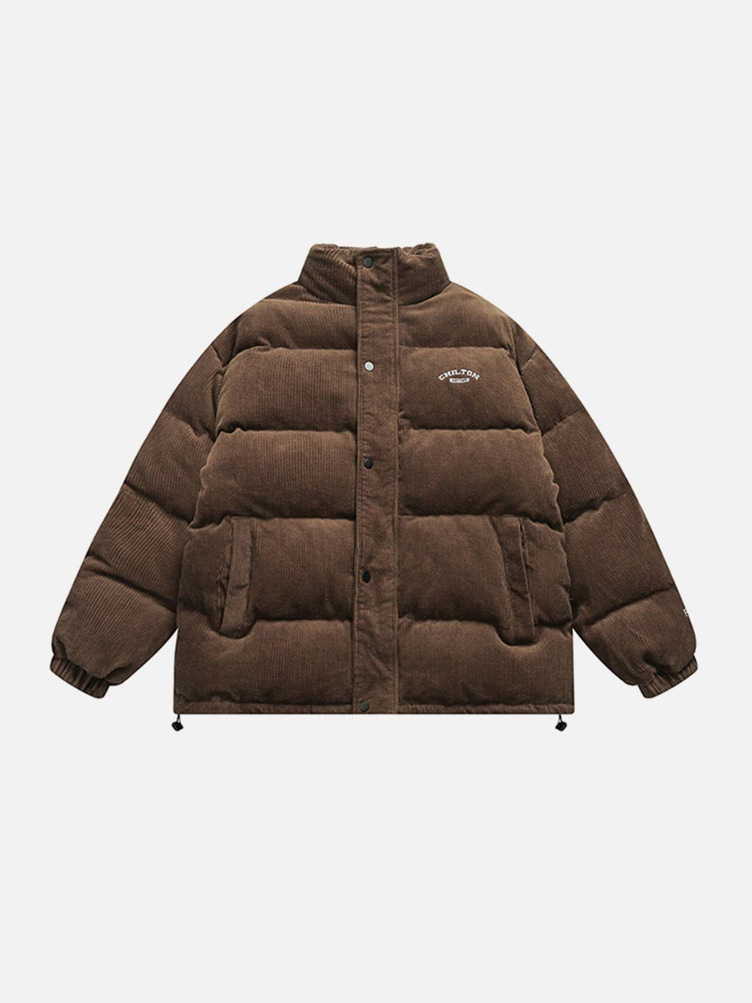 Lacezy - Corduroy Patchwork Embroidered Winter Coat- Streetwear Fashion - lacezy.com