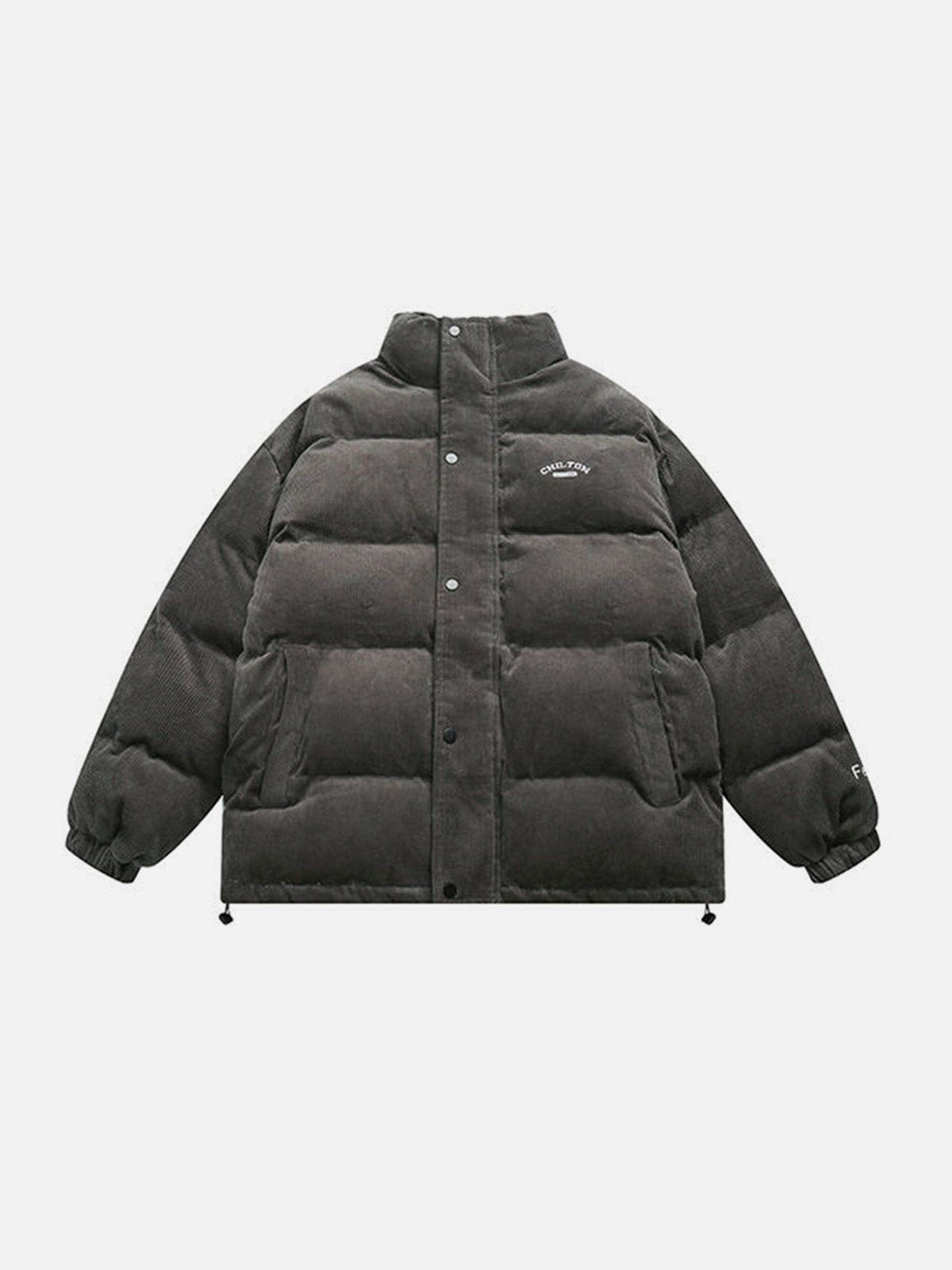 Lacezy - Corduroy Patchwork Embroidered Winter Coat- Streetwear Fashion - lacezy.com