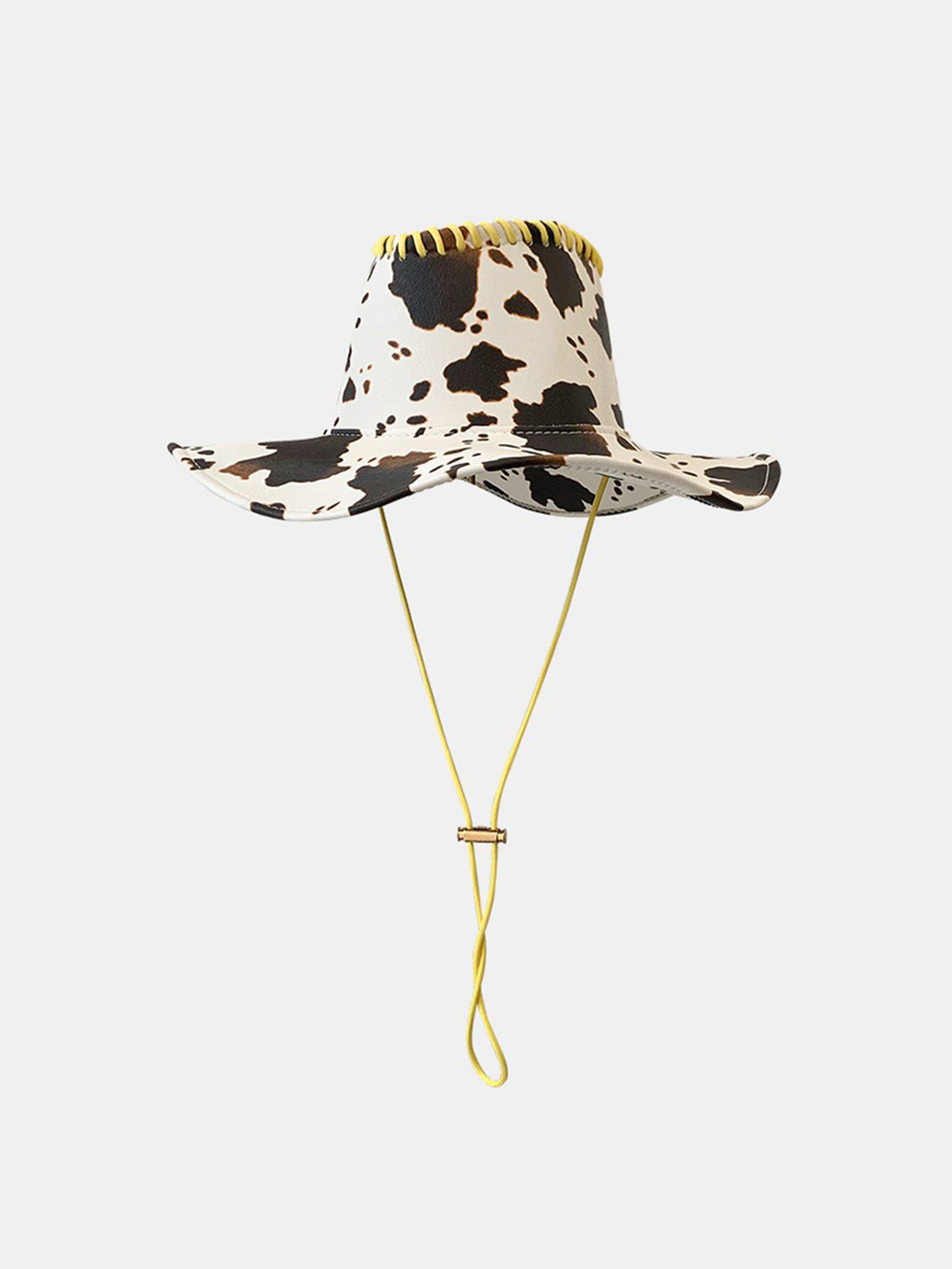 Lacezy - Cow Print Drawstring PU Leather Hat- Streetwear Fashion - lacezy.com