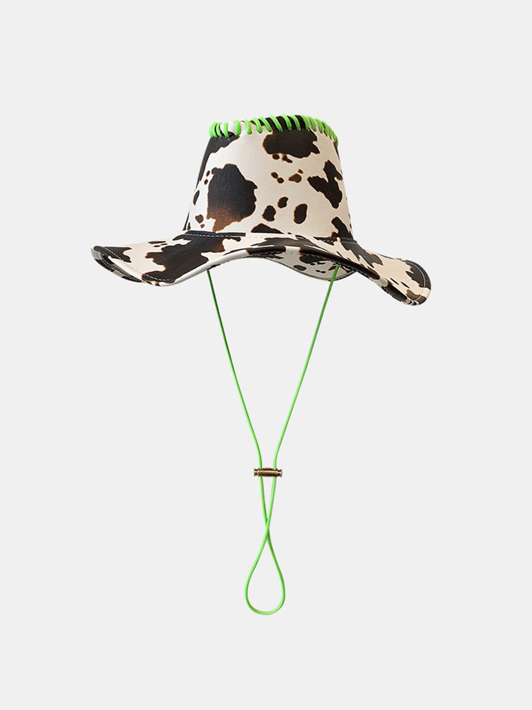 Lacezy - Cow Print Drawstring PU Leather Hat- Streetwear Fashion - lacezy.com