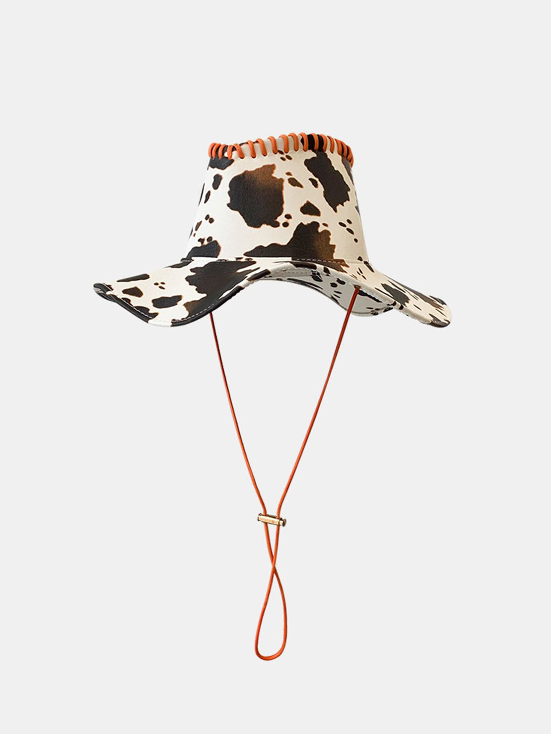 Lacezy - Cow Print Drawstring PU Leather Hat- Streetwear Fashion - lacezy.com