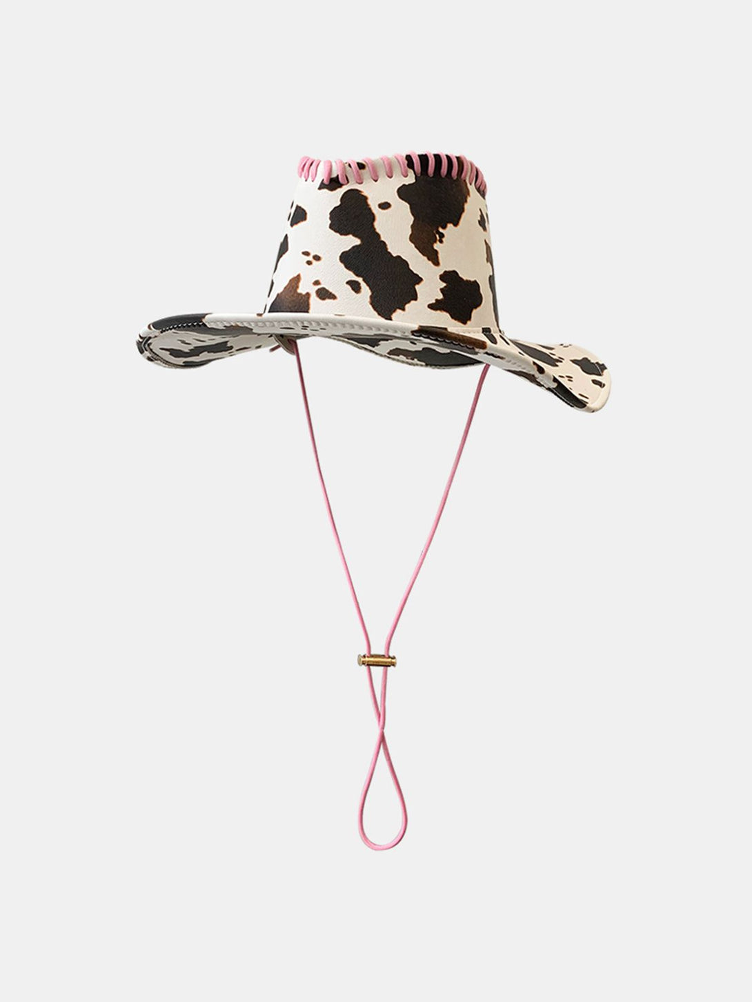 Lacezy - Cow Print Drawstring PU Leather Hat- Streetwear Fashion - lacezy.com