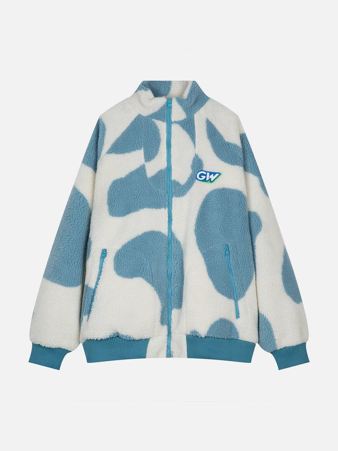 Lacezy - Cows Graphic Sherpa Coat- Streetwear Fashion - lacezy.com