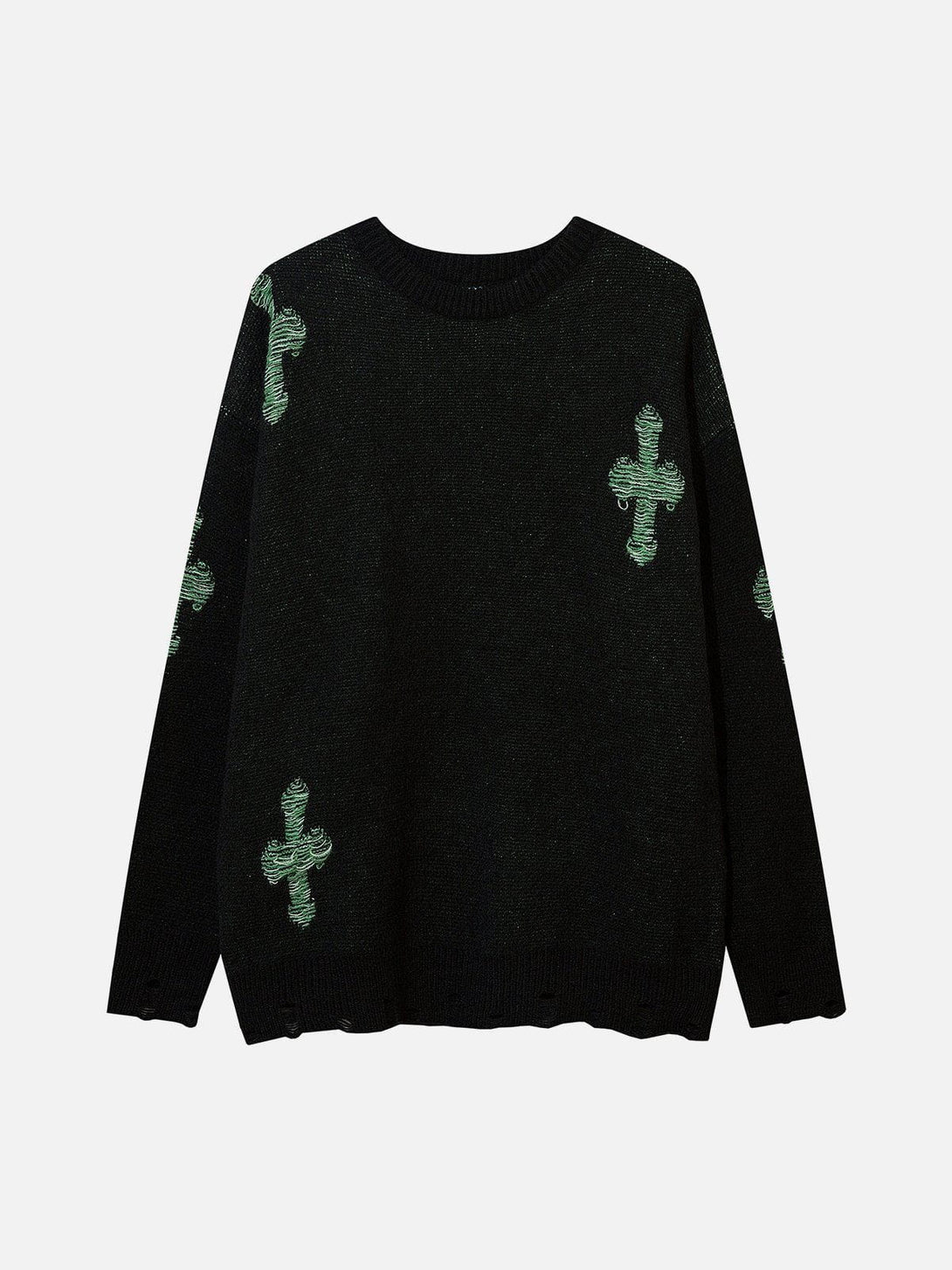 Lacezy - Cross Contrast Jacquard Sweater- Streetwear Fashion - lacezy.com