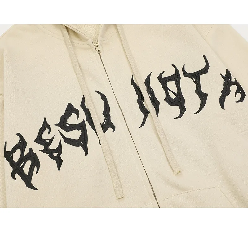 Lacezy - Cross Letter Graphic Retro Hoodie- Streetwear Fashion - lacezy.com