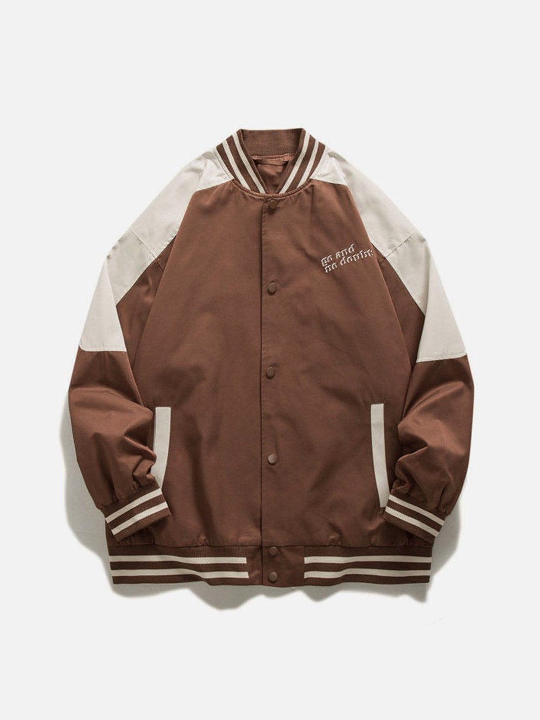 Lacezy - Curved Contrast Patchwork Varsity Jacket- Streetwear Fashion - lacezy.com