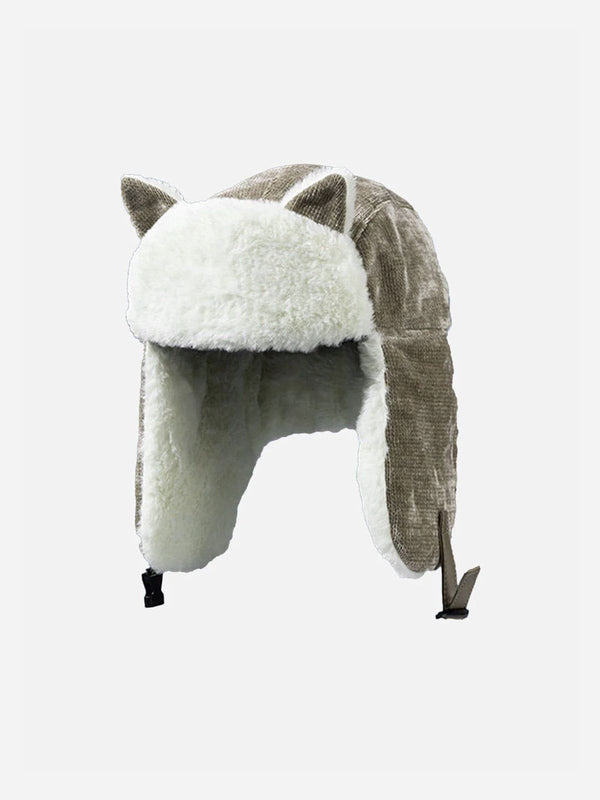 Lacezy - Cute Cat Ears Plus Velvet Hat- Streetwear Fashion - lacezy.com