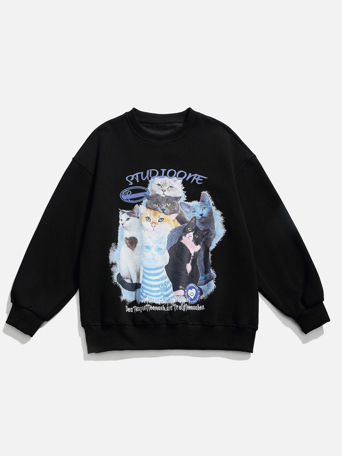 Lacezy - Cute Cat Print Sweatshirt- Streetwear Fashion - lacezy.com