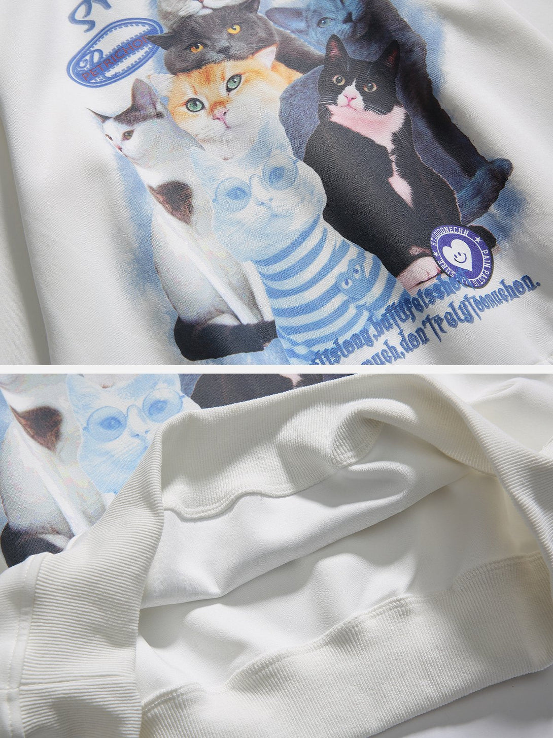 Lacezy - Cute Cat Print Sweatshirt- Streetwear Fashion - lacezy.com