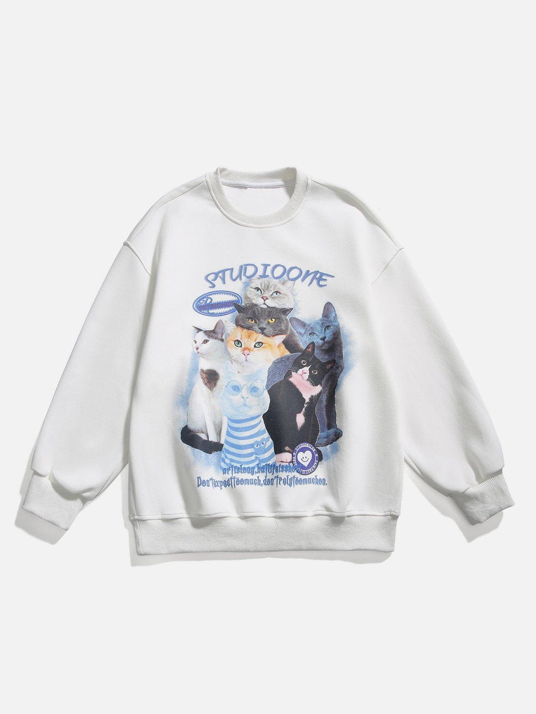 Lacezy - Cute Cat Print Sweatshirt- Streetwear Fashion - lacezy.com