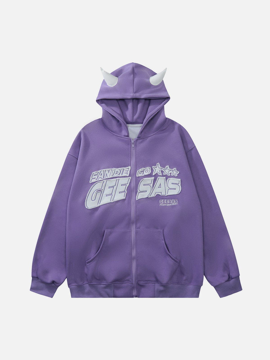 Lacezy - Demon Horn Zip Up Hoodie- Streetwear Fashion - lacezy.com