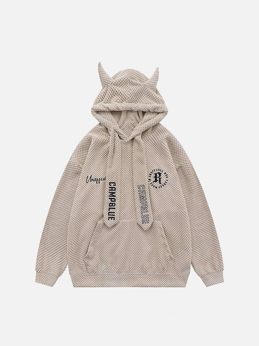 Lacezy - Devil Horn Waffle Tie Hoodie- Streetwear Fashion - lacezy.com