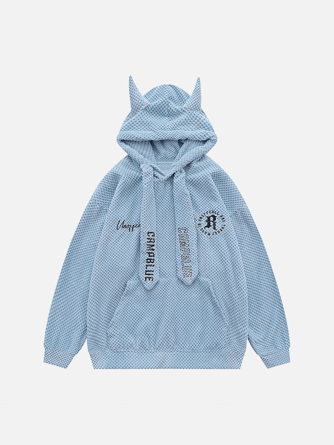 Lacezy - Devil Horn Waffle Tie Hoodie- Streetwear Fashion - lacezy.com