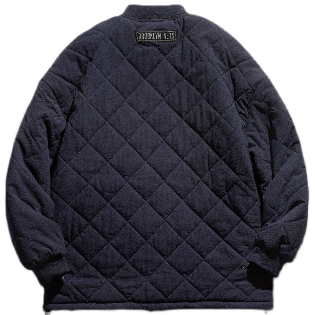 Lacezy - Diamond Plaid Embossing Winter Coat- Streetwear Fashion - lacezy.com