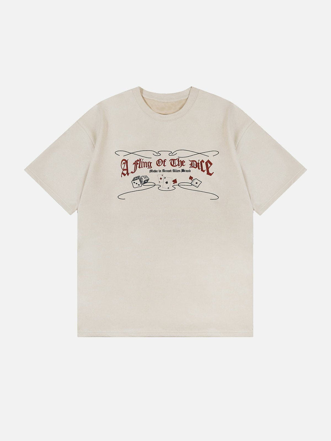 Lacezy - Dice Poker Embroidered Suede Tee- Streetwear Fashion - lacezy.com