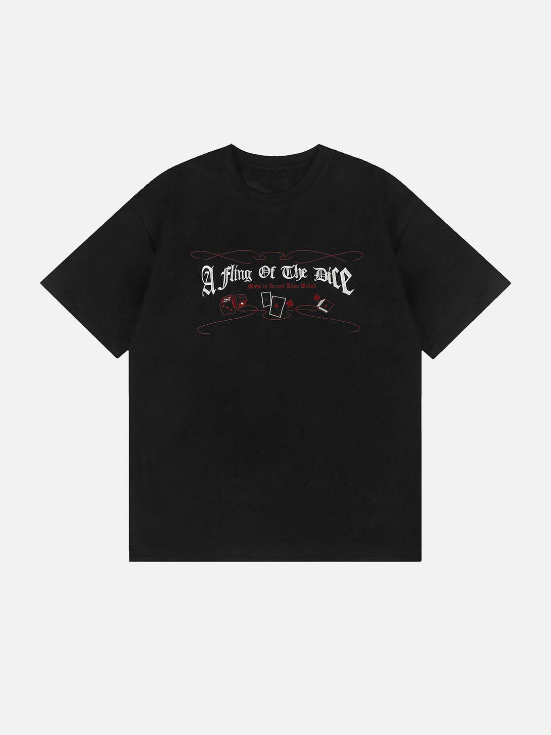 Lacezy - Dice Poker Embroidered Suede Tee- Streetwear Fashion - lacezy.com