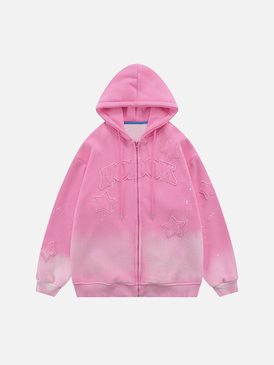 Lacezy - Distressed Gradient Applique Stars Hoodie- Streetwear Fashion - lacezy.com