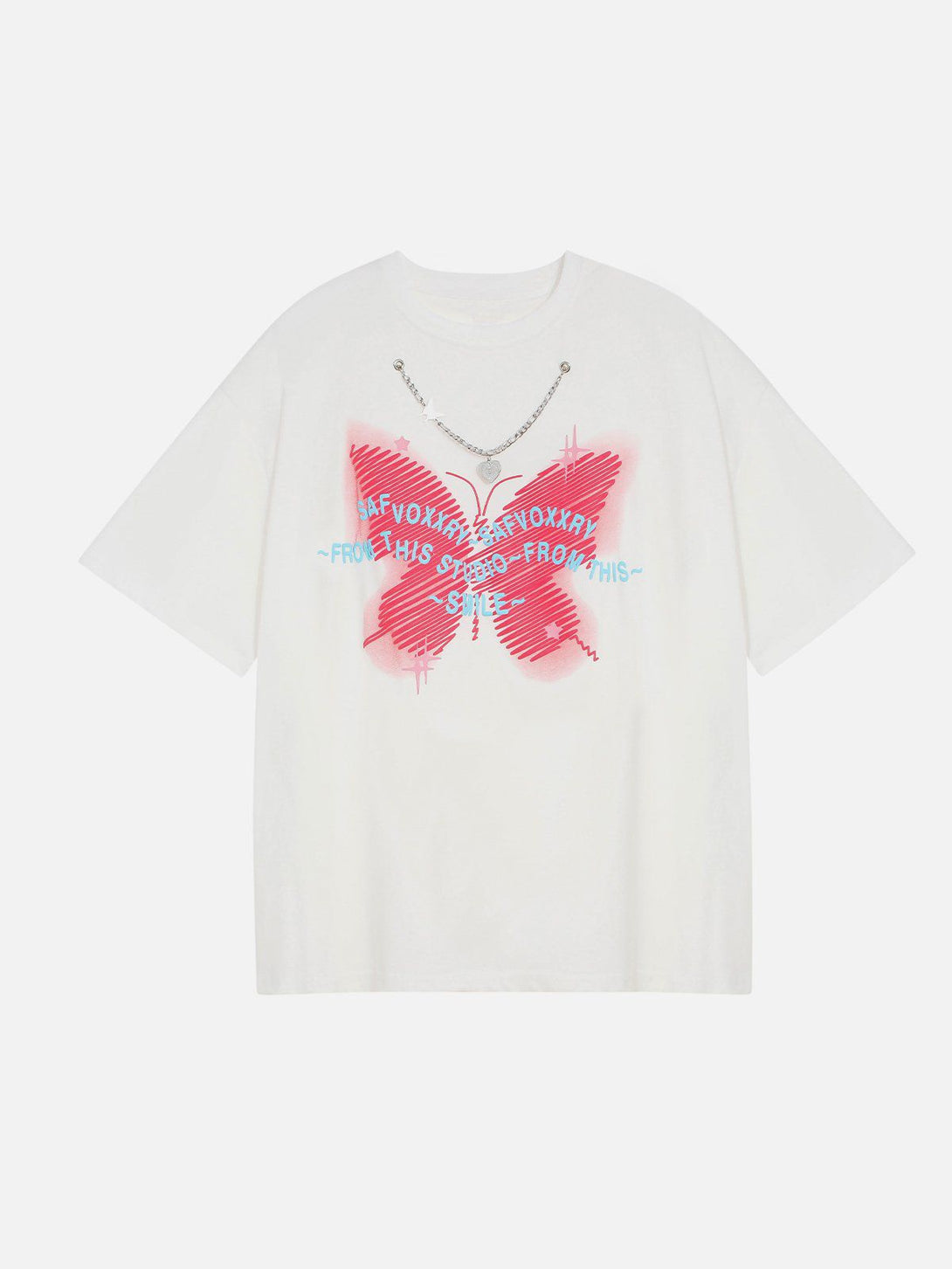 Lacezy - Doodle Butterfly Print Tee- Streetwear Fashion - lacezy.com