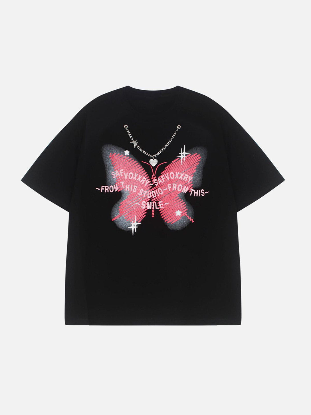 Lacezy - Doodle Butterfly Print Tee- Streetwear Fashion - lacezy.com