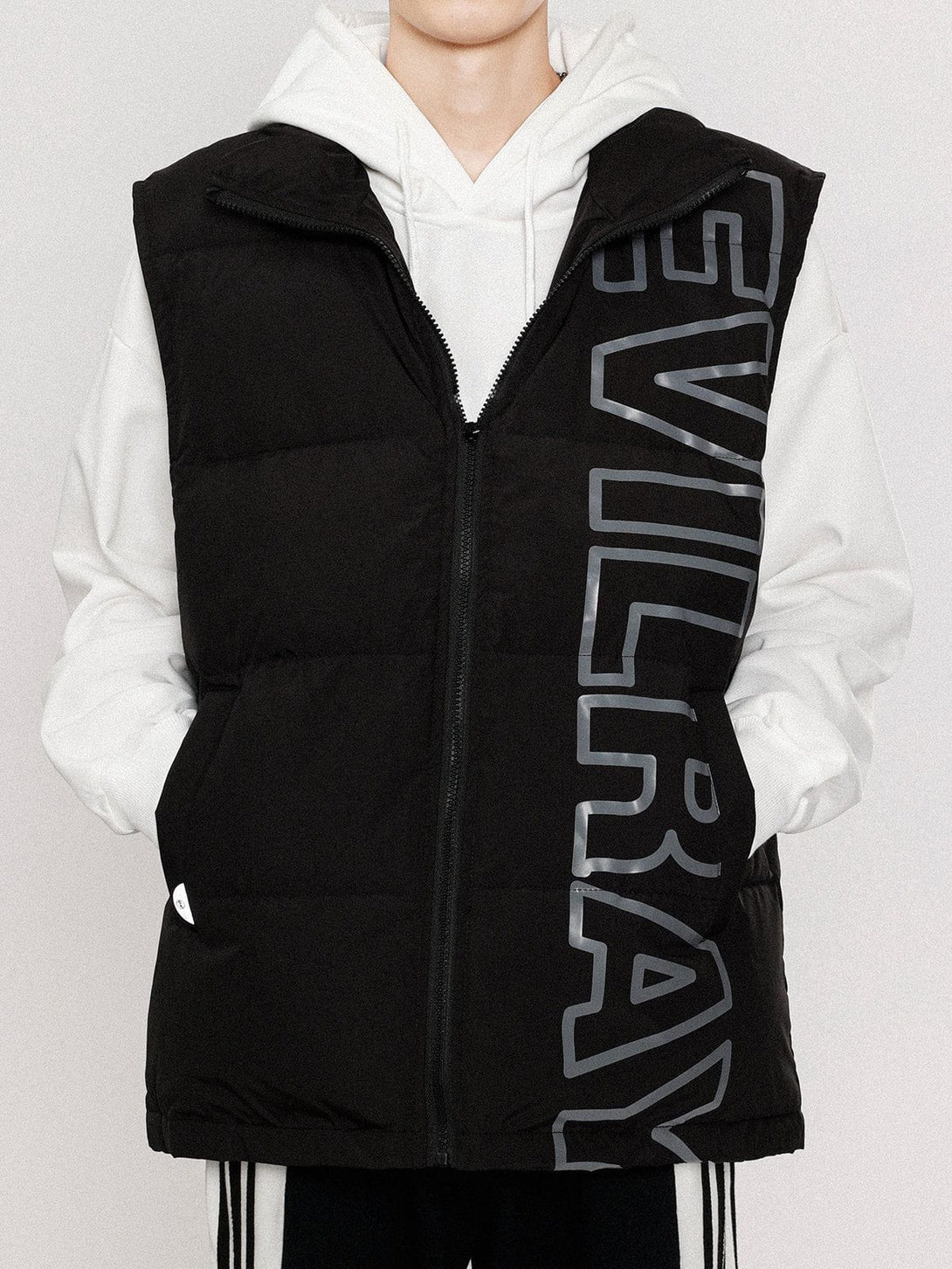 Lacezy - "EVILRAYD" Print Down Gilet- Streetwear Fashion - lacezy.com