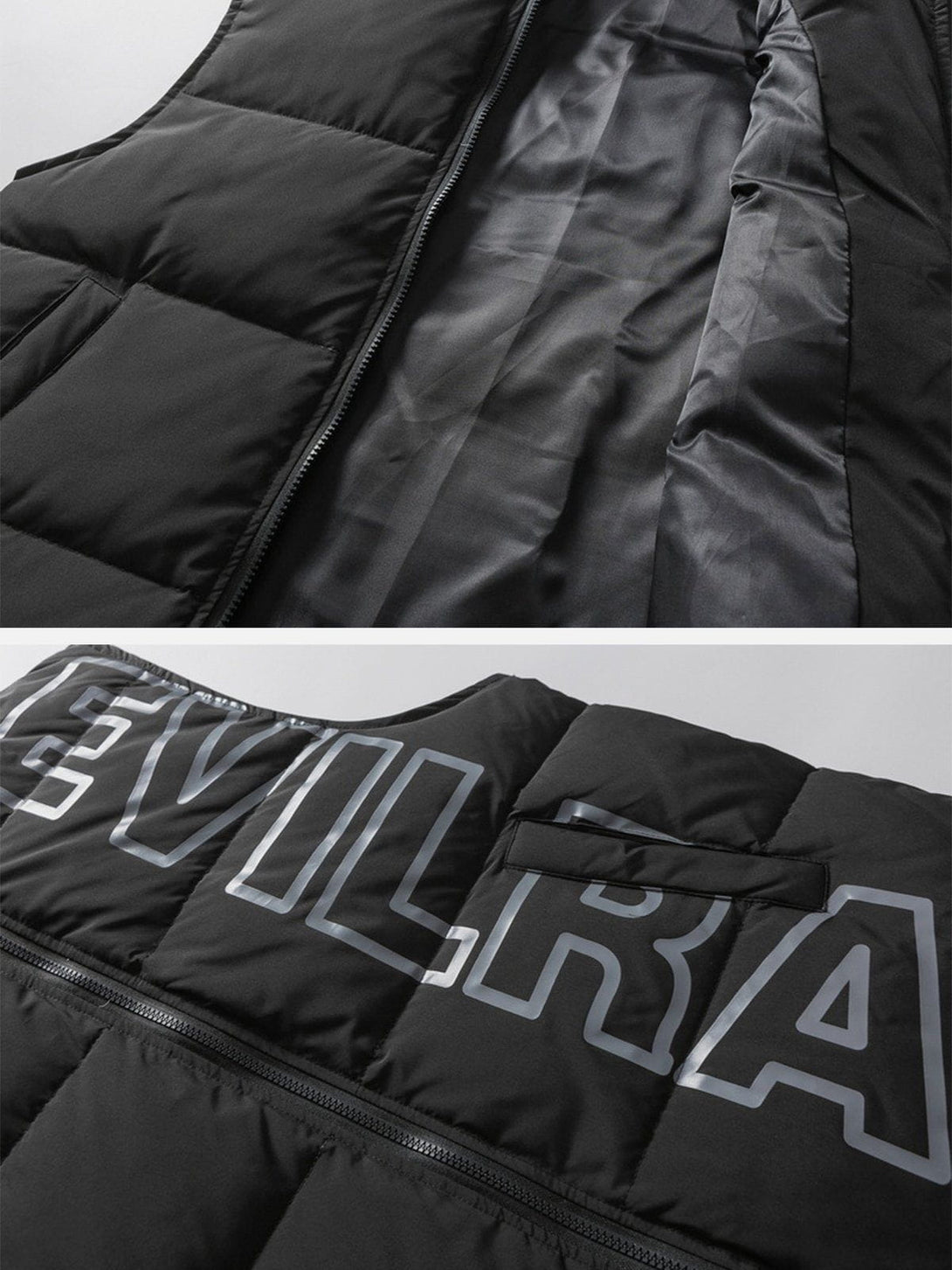 Lacezy - "EVILRAYD" Print Down Gilet- Streetwear Fashion - lacezy.com