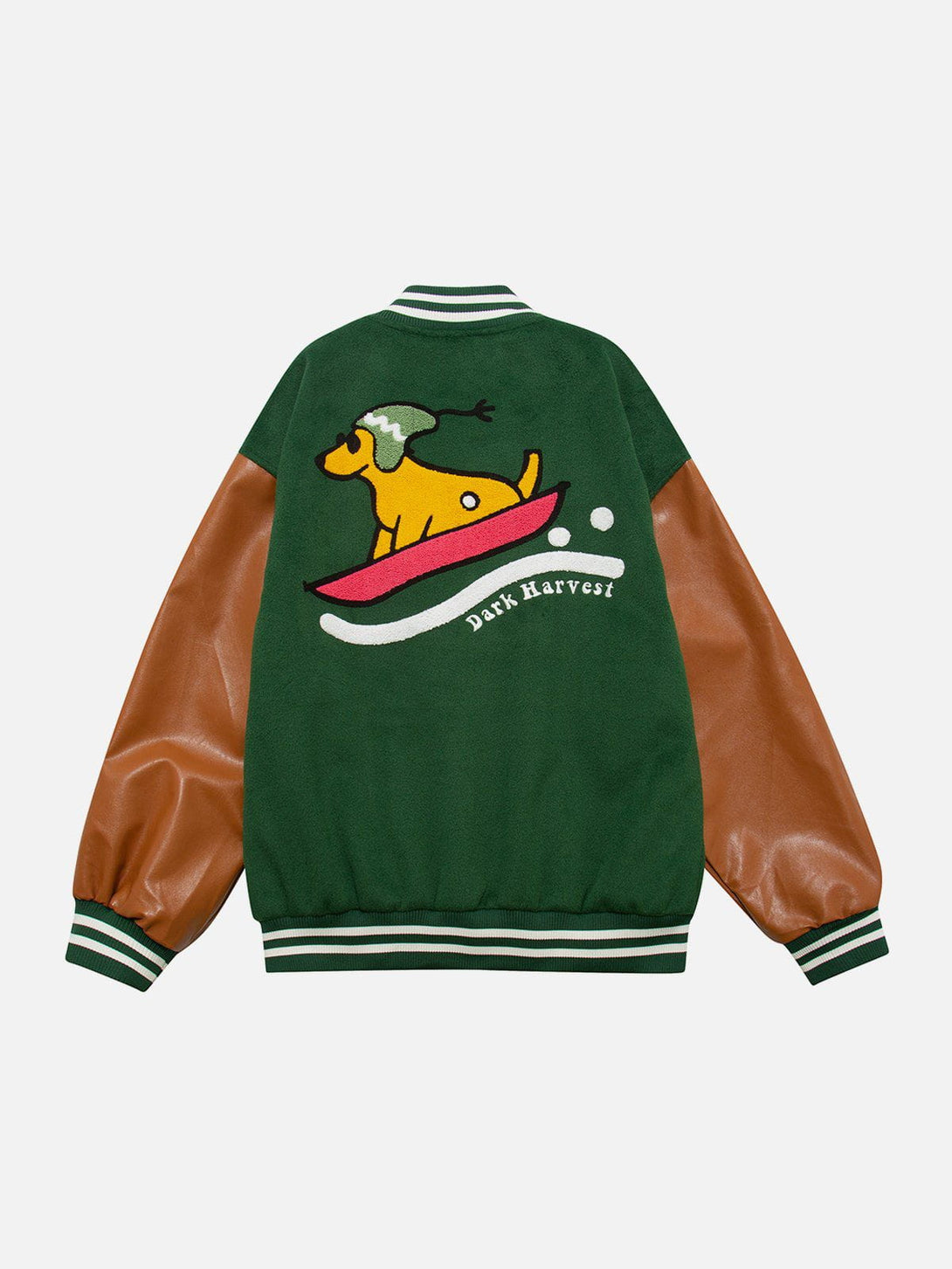 Lacezy - Embroidered Color Blocking Puppy Pattern Jacket- Streetwear Fashion - lacezy.com