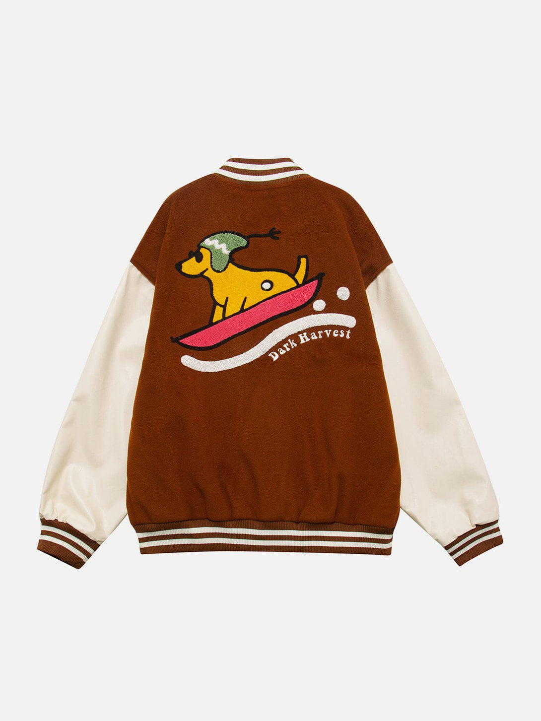 Lacezy - Embroidered Color Blocking Puppy Pattern Jacket- Streetwear Fashion - lacezy.com